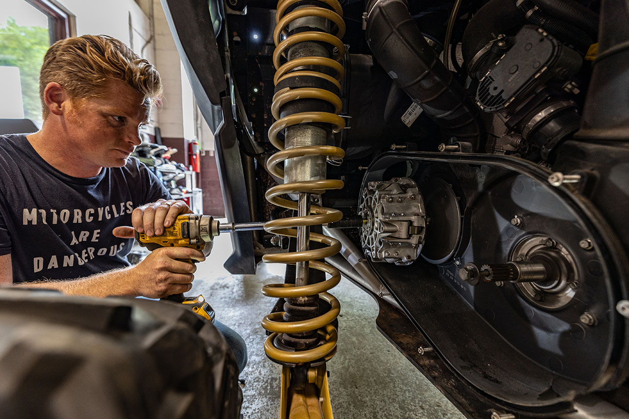 Zach Bowman wrenching