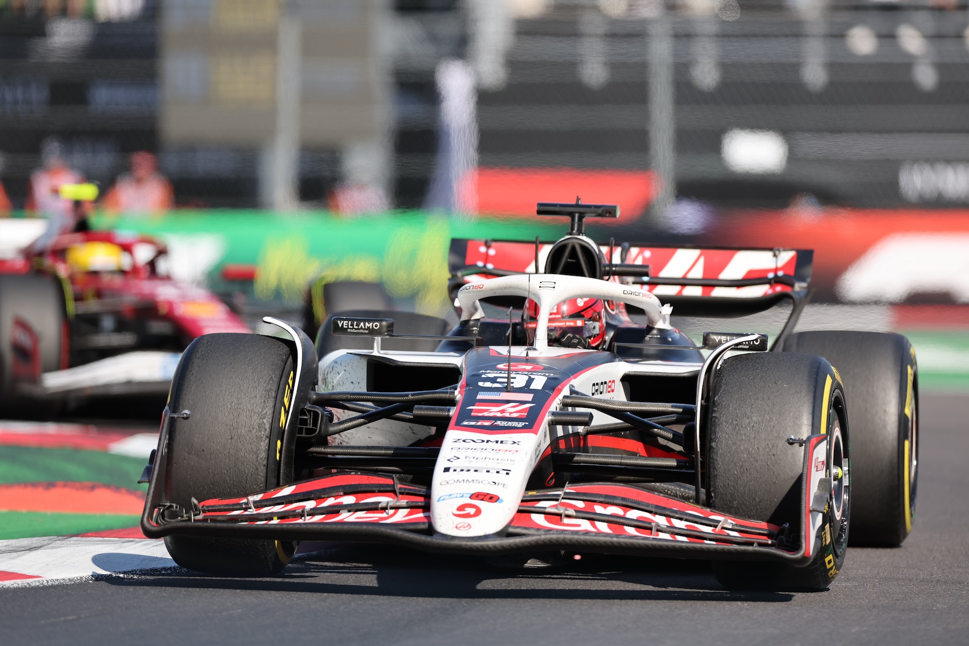 Haas' French driver Esteban Ocon competes during the Formula One Mexico Grand Prix at the Hermanos Rodriguez Circuit in Mexico City, Mexico, Oct. 26, 2025. (Photo by Li Mengxin/Xinhua via Getty Images)