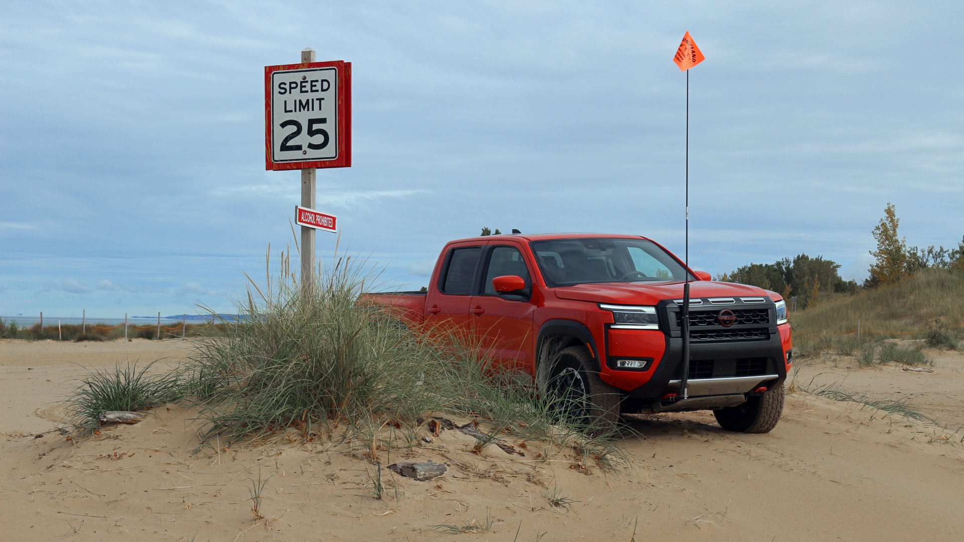 A 2026 Nissan Frontier at Silver Lake Sand Dunes