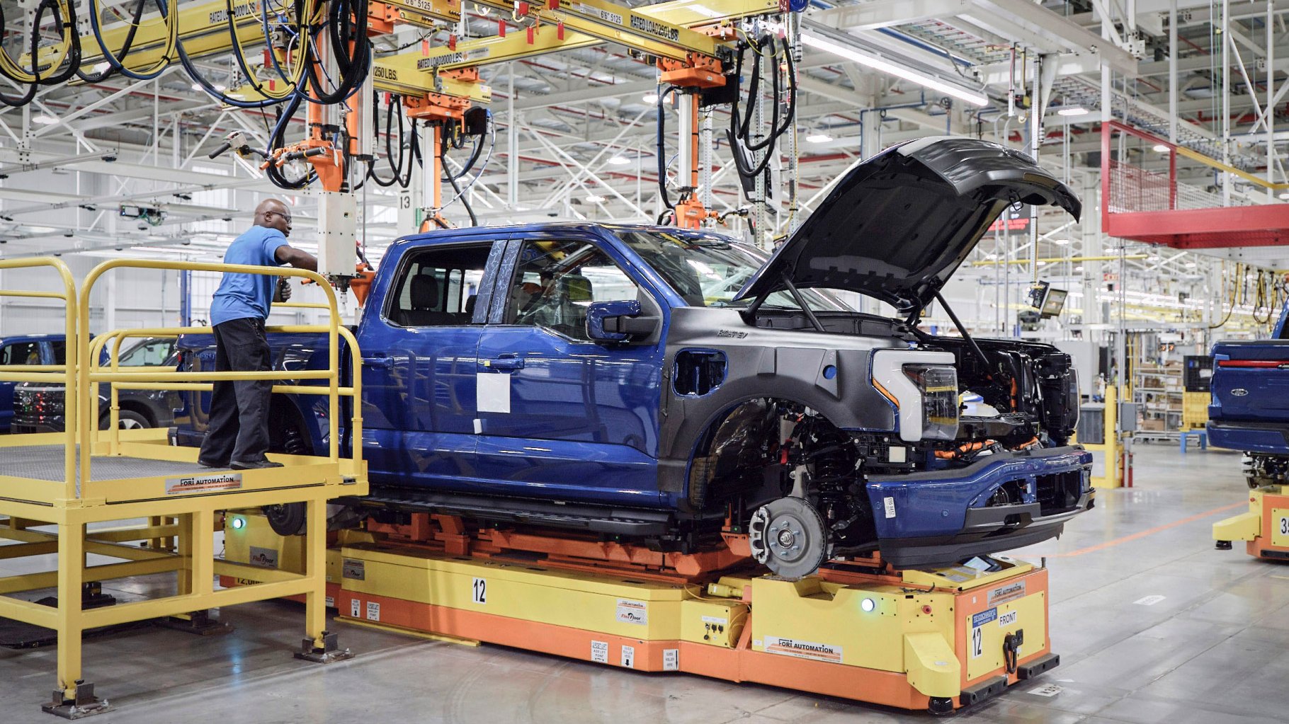 A Ford F-150 Lightning in production
