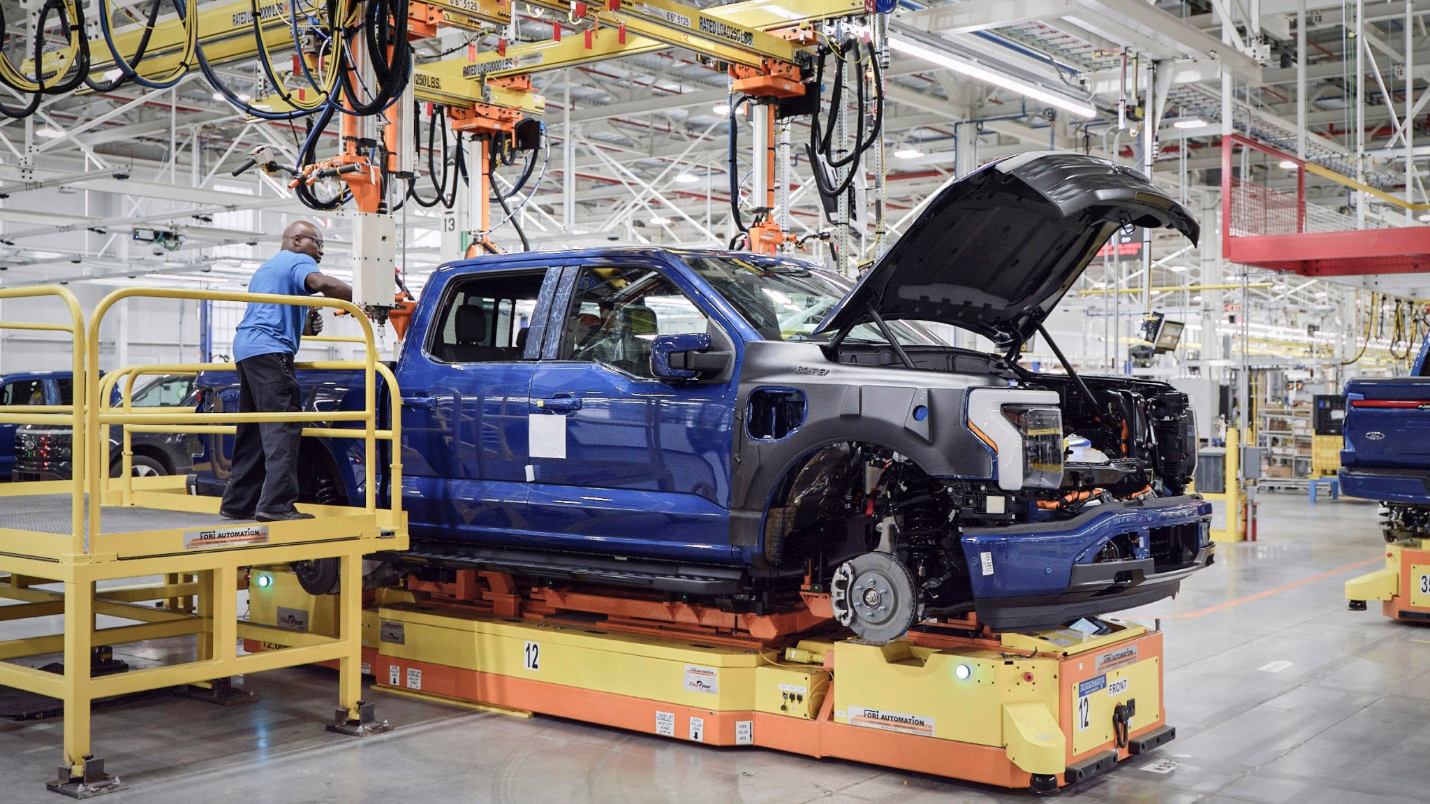 A Ford F-150 Lightning in production
