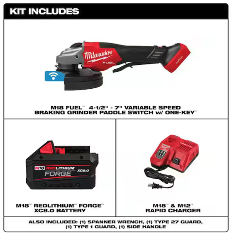 Milwaukee grinder tool specs