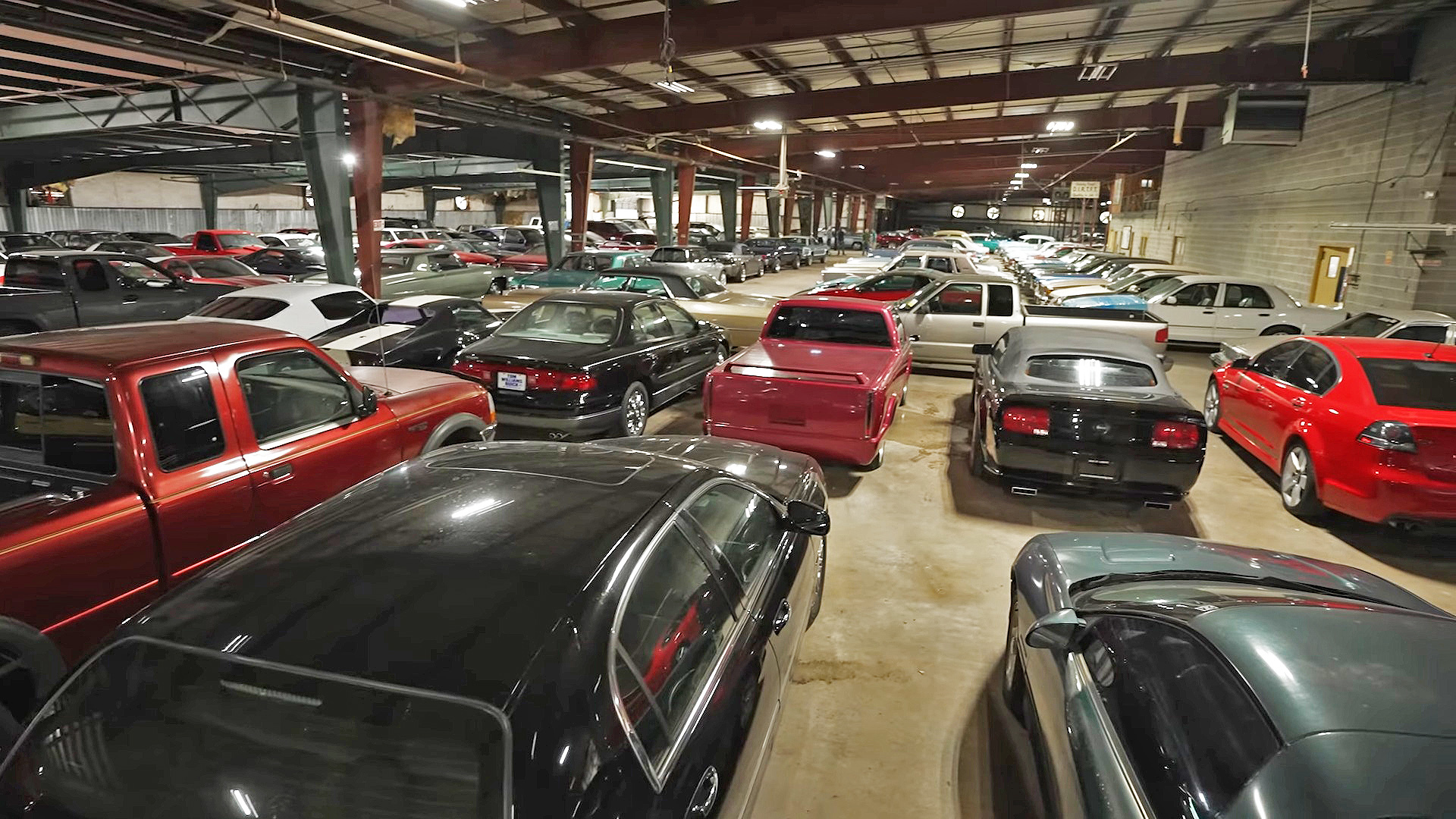 Lineup of vehicles in a huge collection.