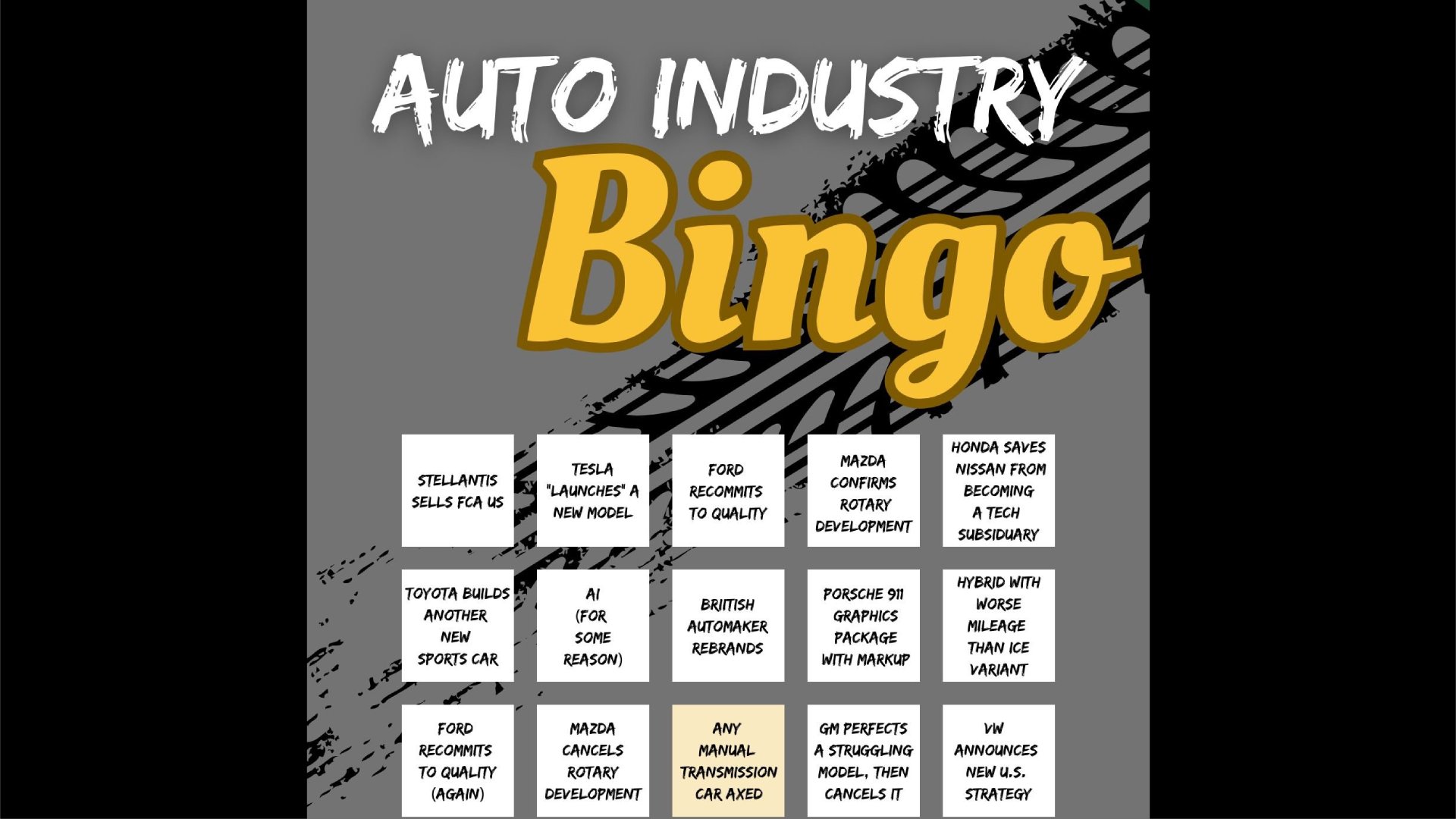Auto Industry Bingo Snip