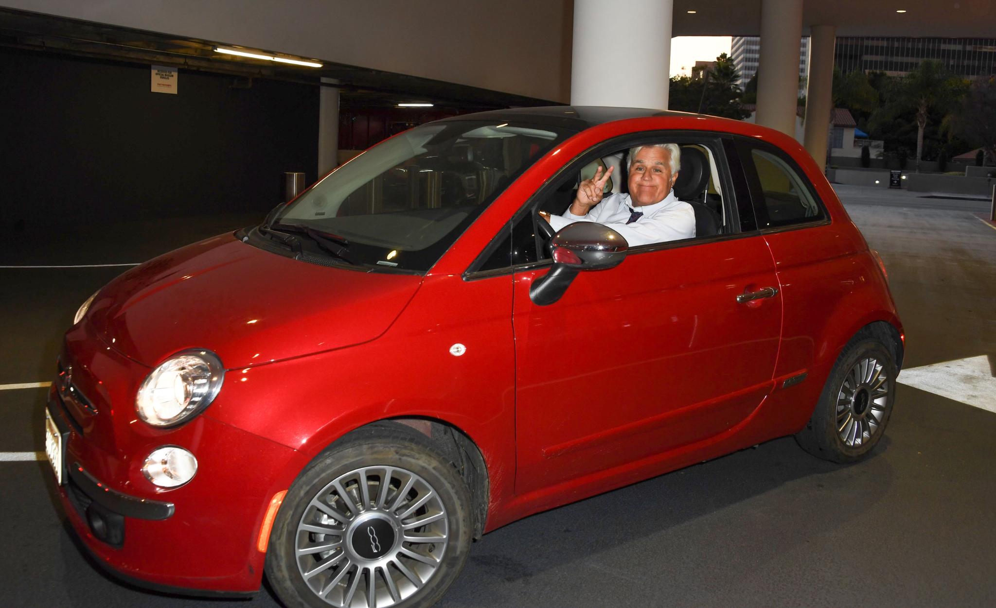 Jay Leno in a 2012 Fiat 500