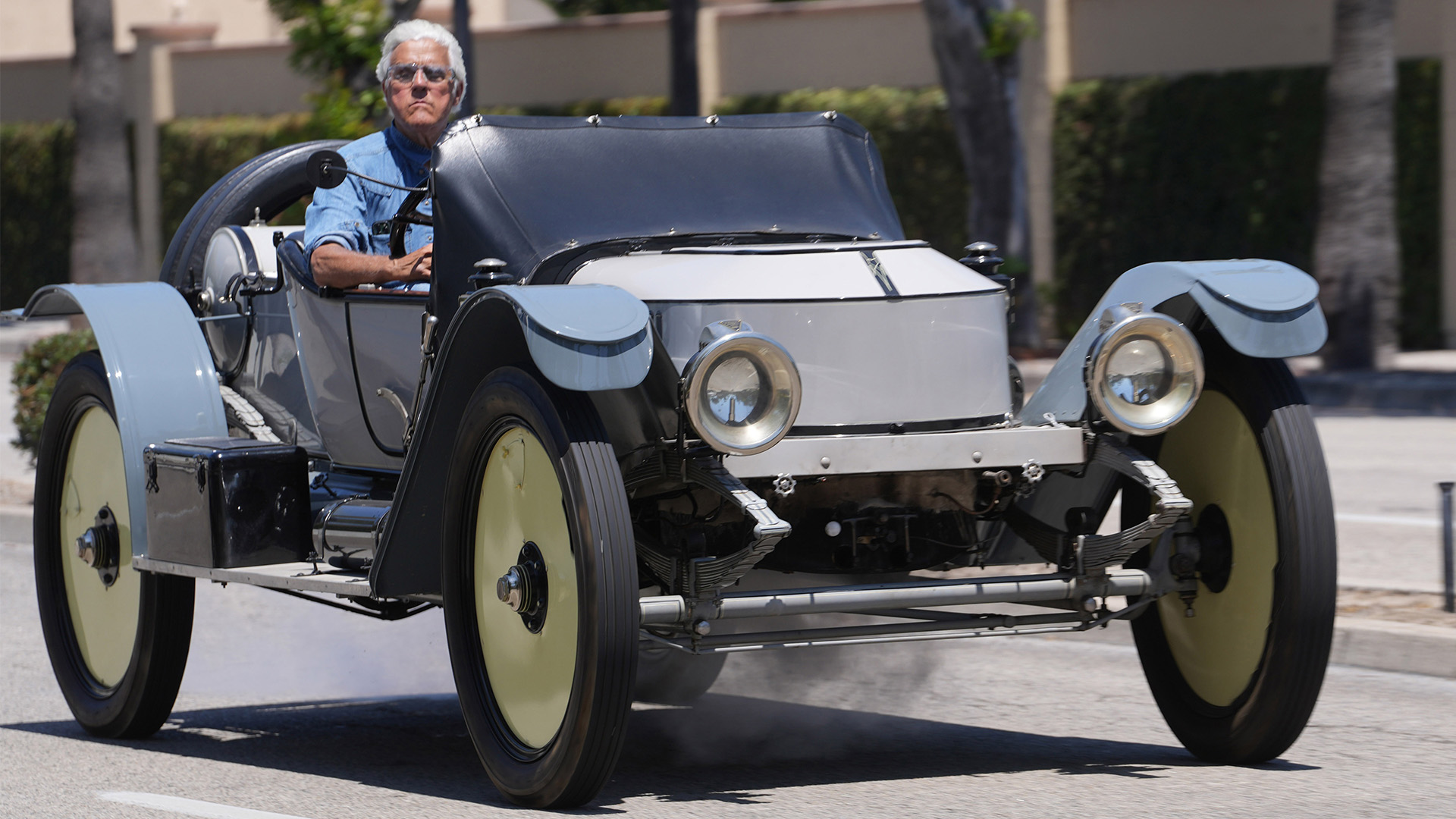 Jay Leno in a Stanley Steamer tribute
