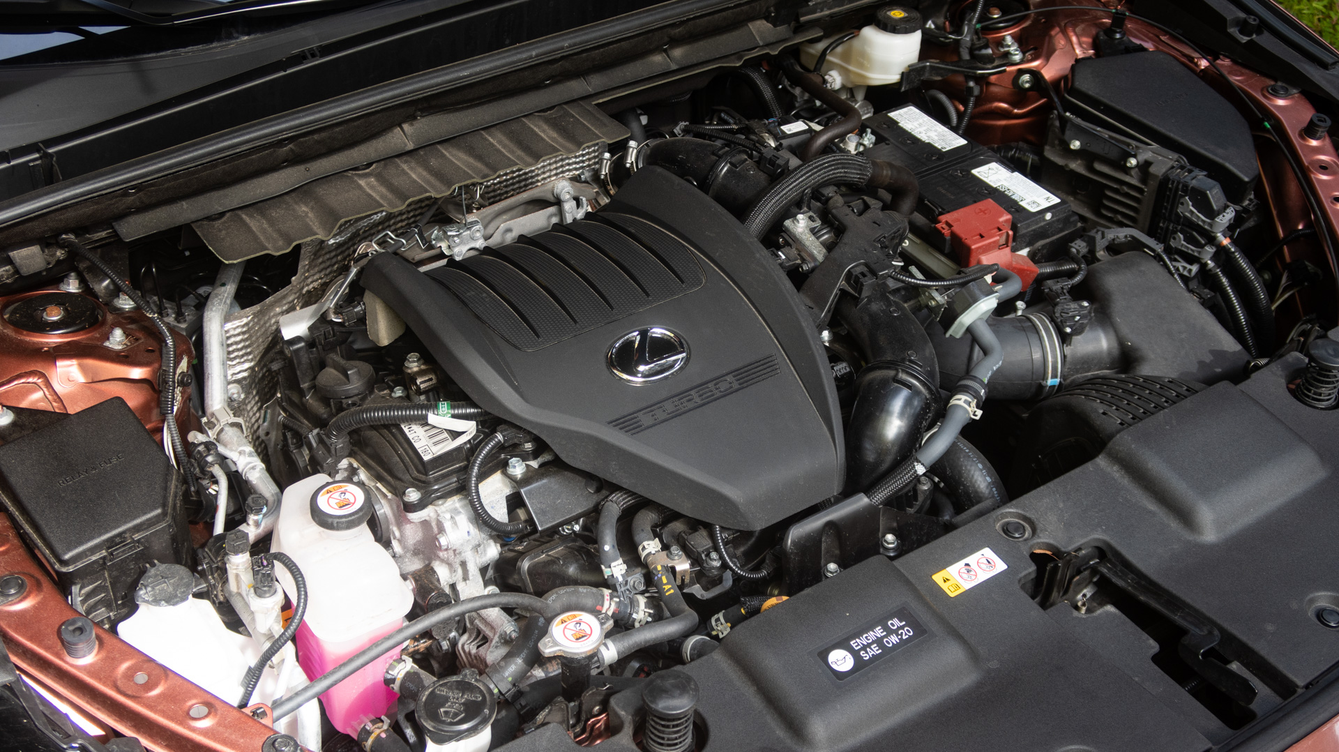 Lexus NX 350 F Sport engine view.
