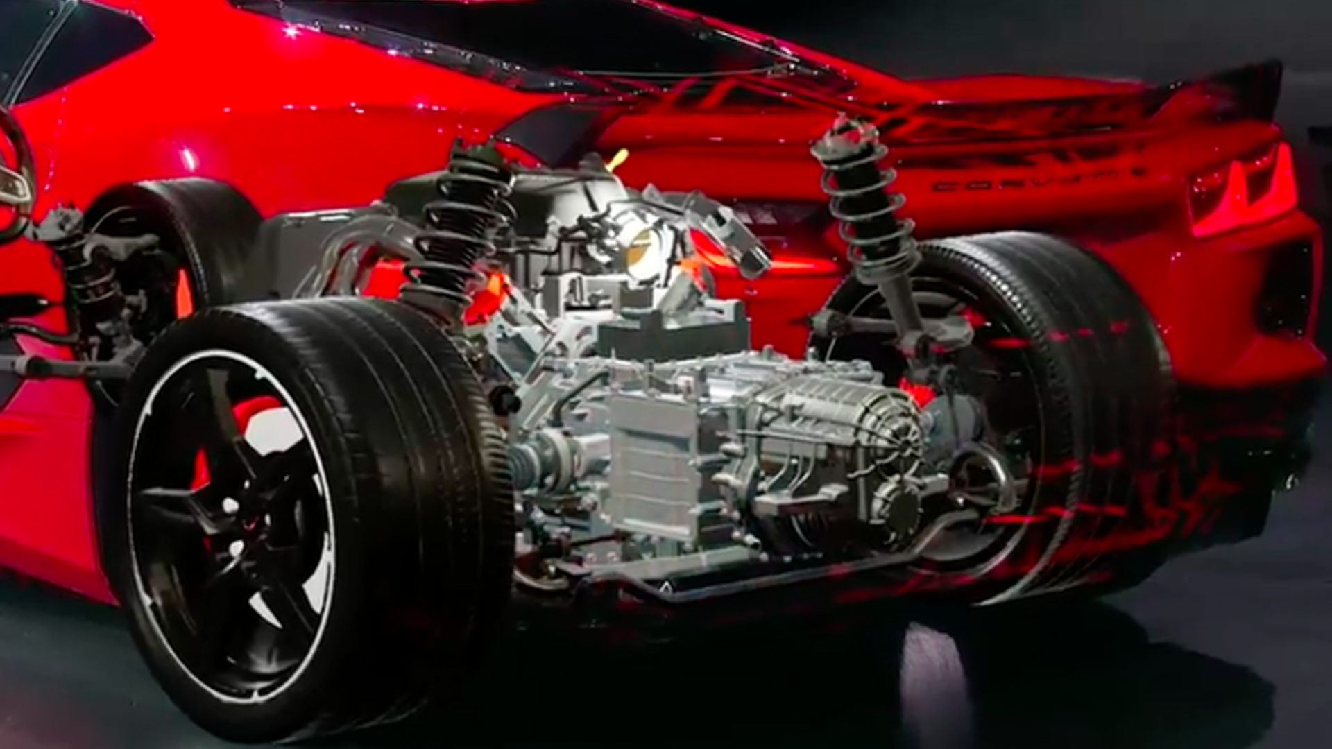 TREMEC TR-9080 transaxle as visible in cutaway image of C8 Corvette
