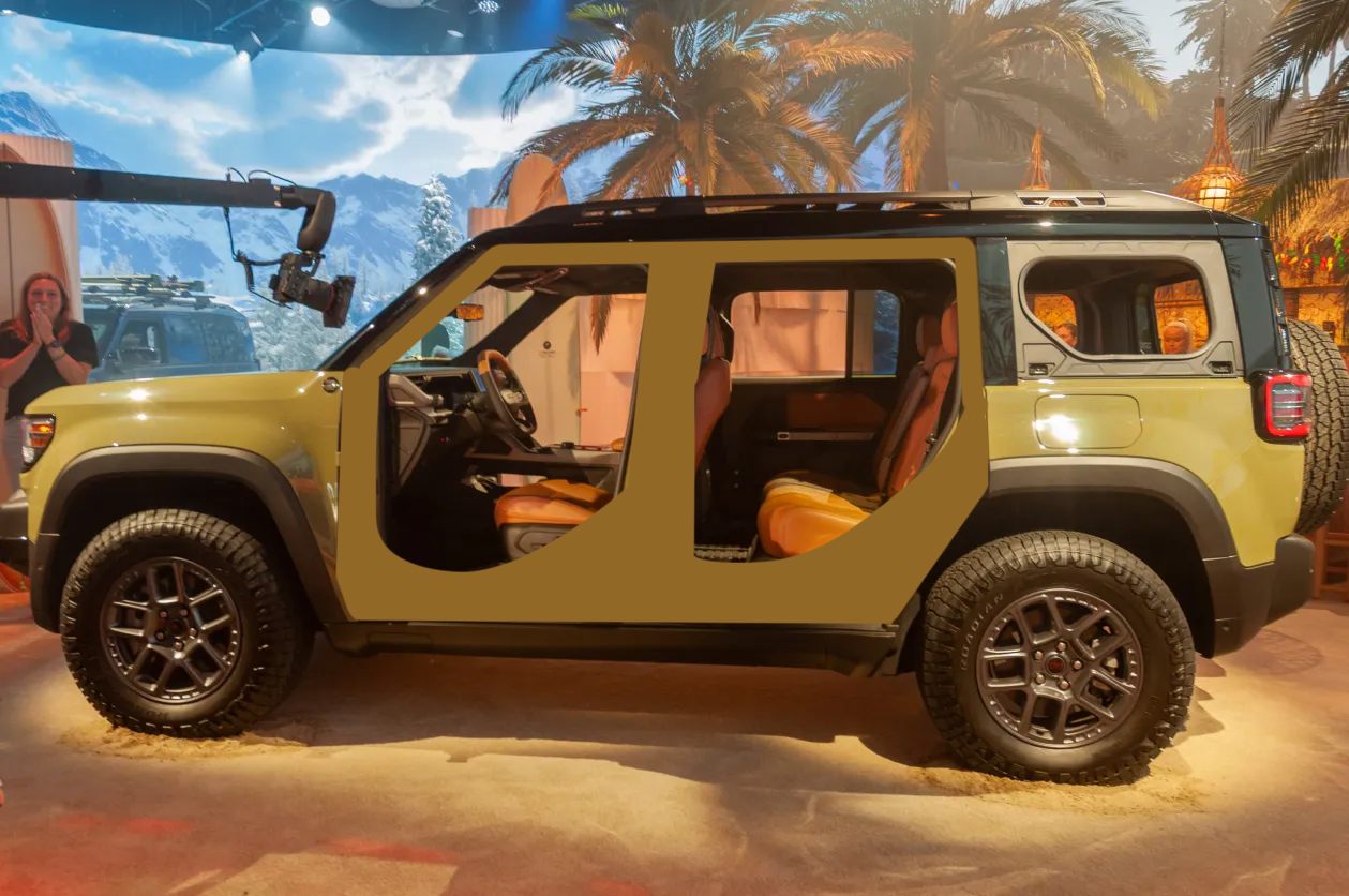 Artist rendition of Jeep Recon with Scout II-style door coverings.