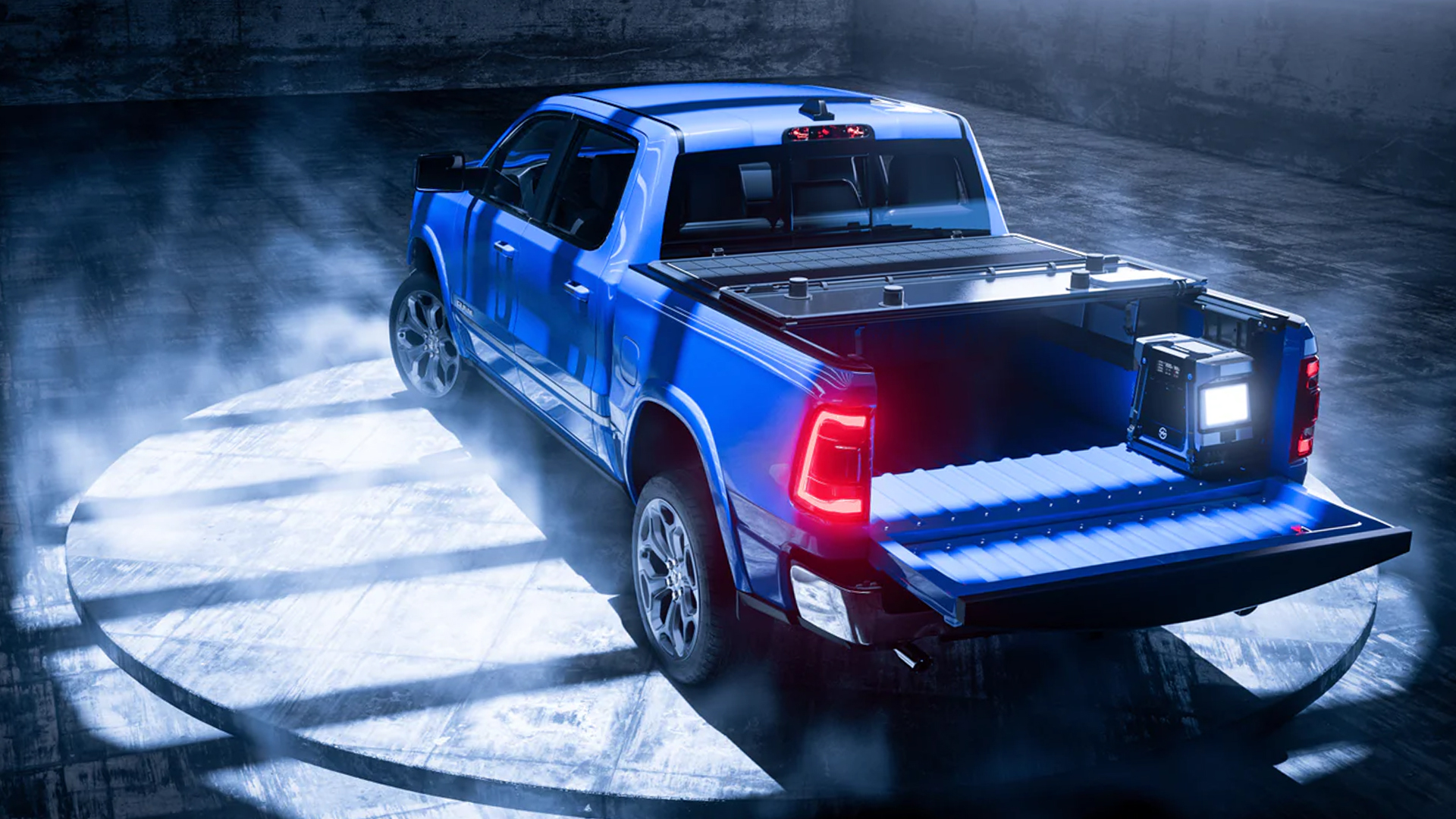 Worksport Solis solar-powered truck bed cover.