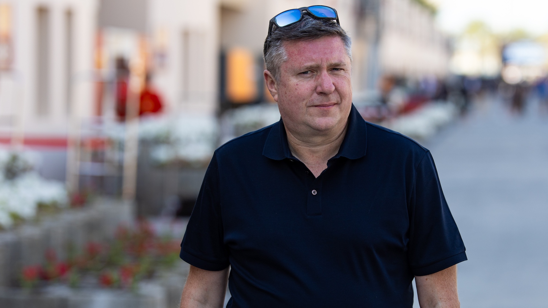 BAHRAIN, BAHRAIN - FEBRUARY 28: David Croft of Sky Sports F1 walks in the paddock during previews ahead of the F1 Grand Prix of Bahrain at Bahrain International Circuit on February 28, 2024 in Bahrain, Bahrain. (Photo by Kym Illman/Getty Images)