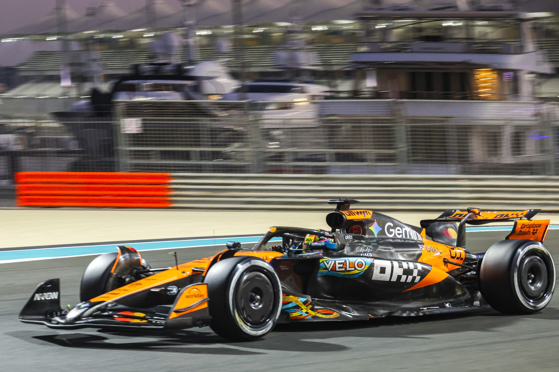 Oscar Piastri of Australia driving the F1 race car No 81 the McLaren MCL39 for the McLaren Formula One Team, on track during the post-season testing day after the 2025 Etihad Airways Abu Dhabi Grand Prix at Yas Marina Circuit, Abu Dhabi, United Arab Emirates on December 9, 2025. (Photo by Nicolas Economou/NurPhoto via Getty Images)
