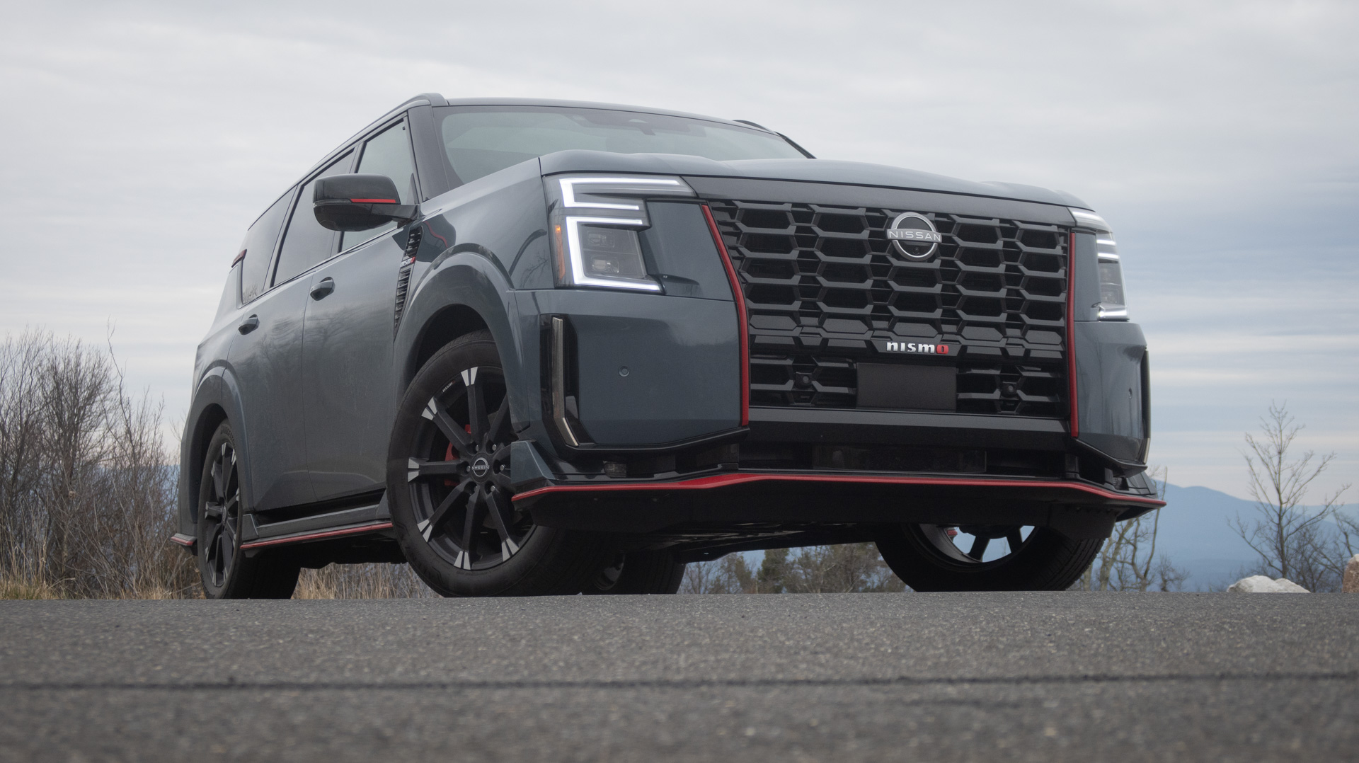 Nissan Armada Nismo, from a low front three-quarter perspective.