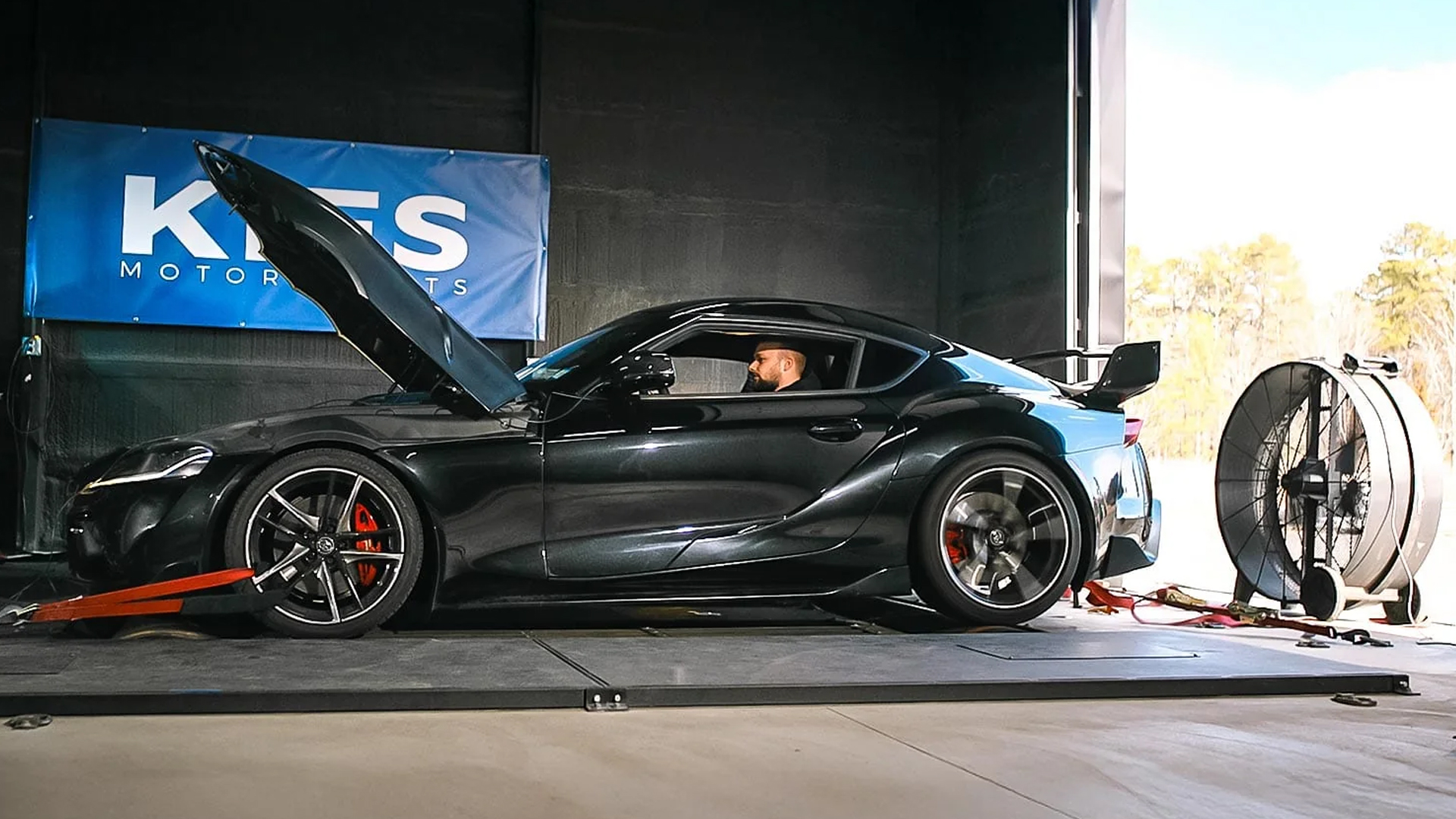 Toyota Supra on a dyno.