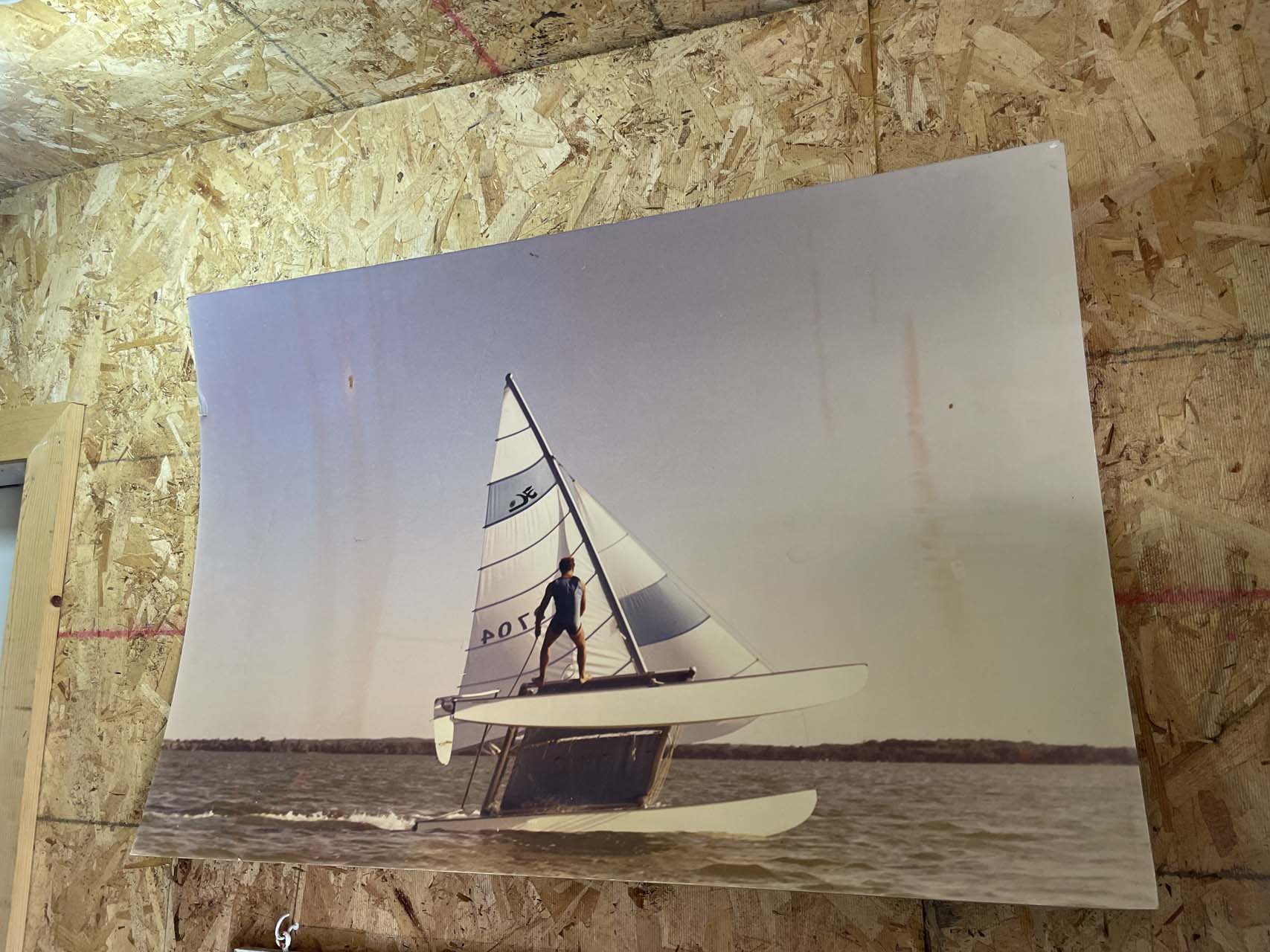 Unc flying a hull with his Hobie 16