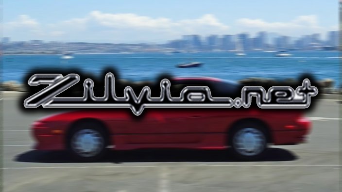 Nissan S-Chassis car speeding behind Zilvia.net logo
