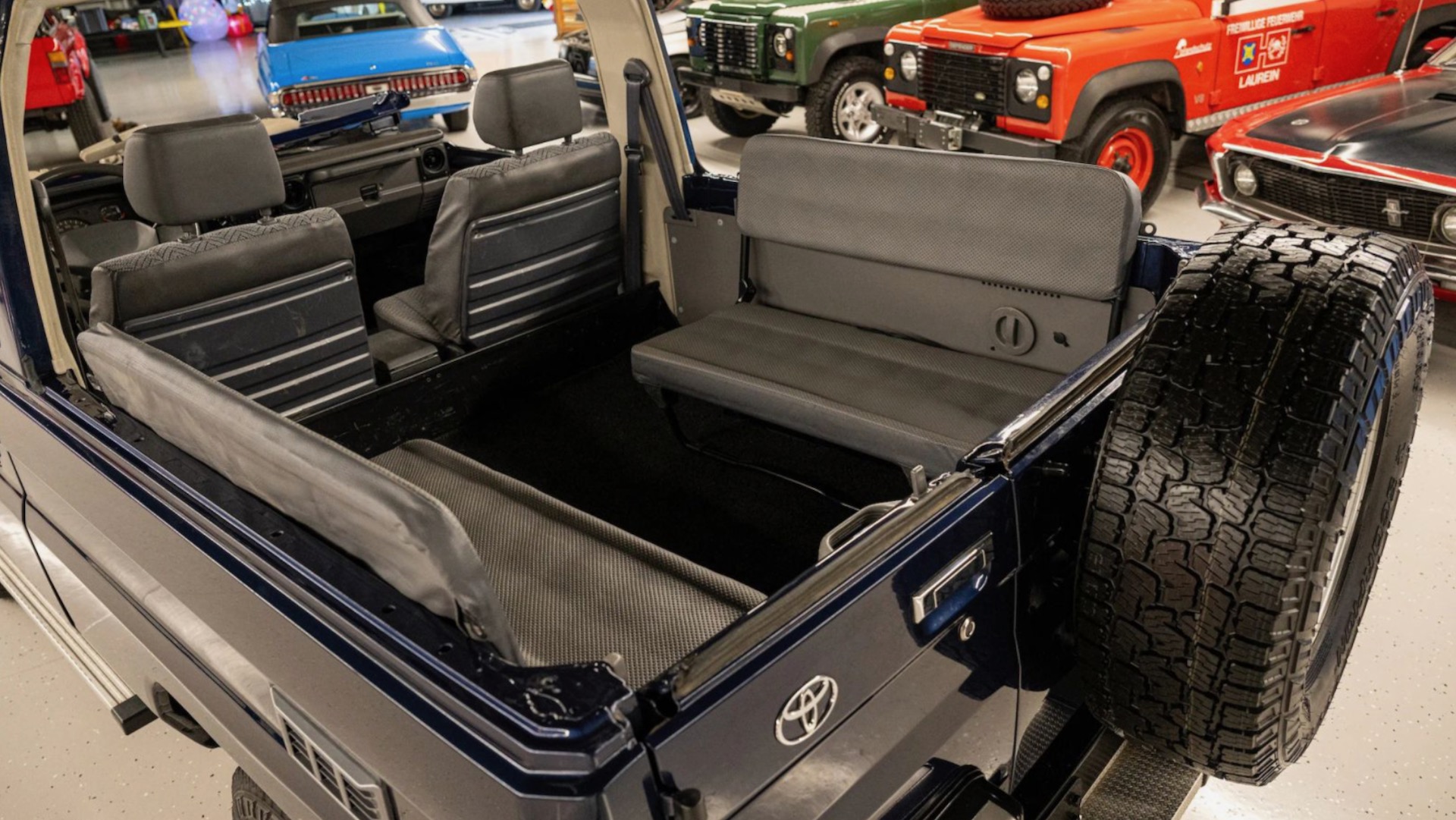 Toyota Land Cruiser 70 Series cabrio rear seats.