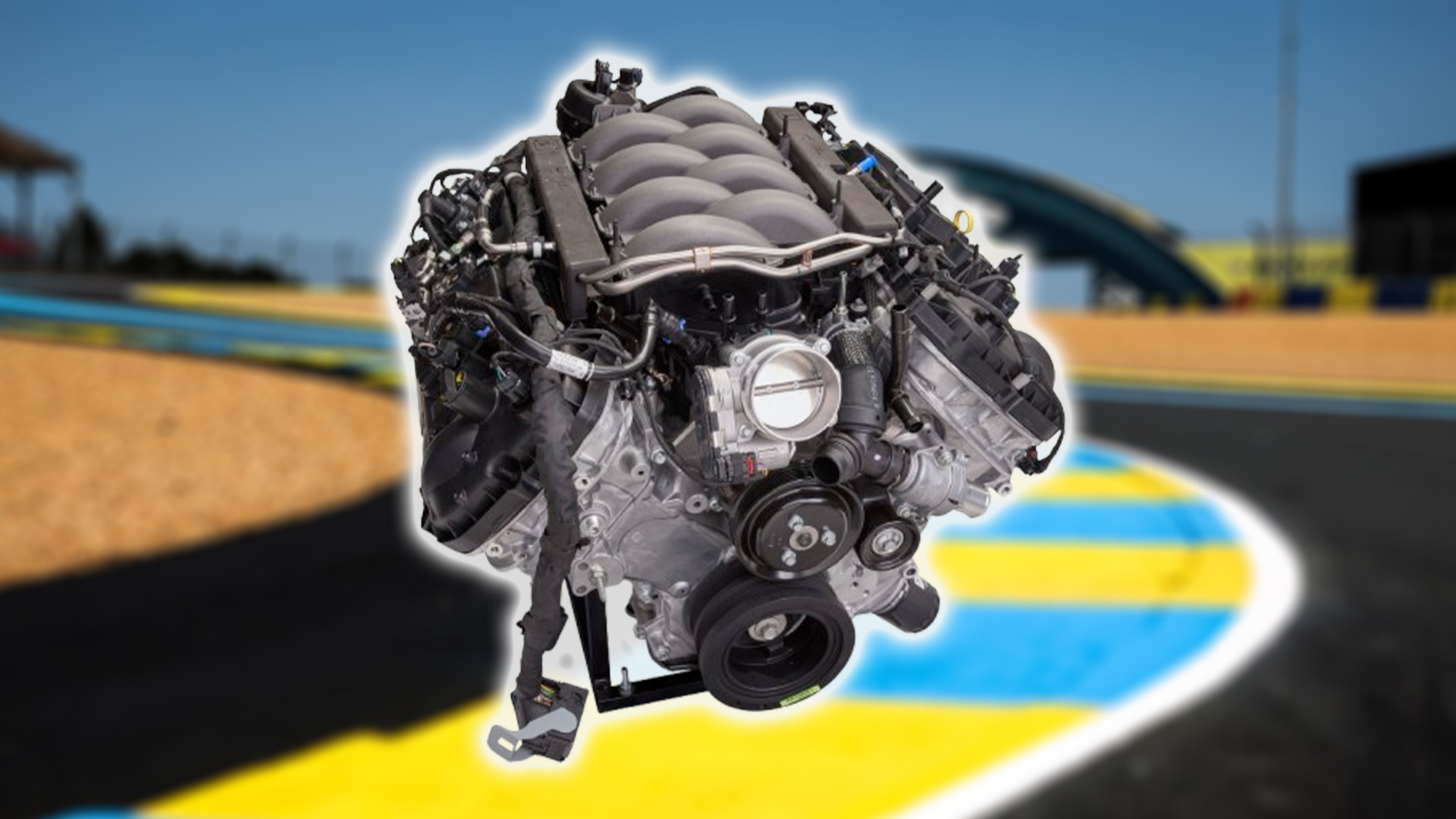 Coyote V8 overlay on Le Mans track