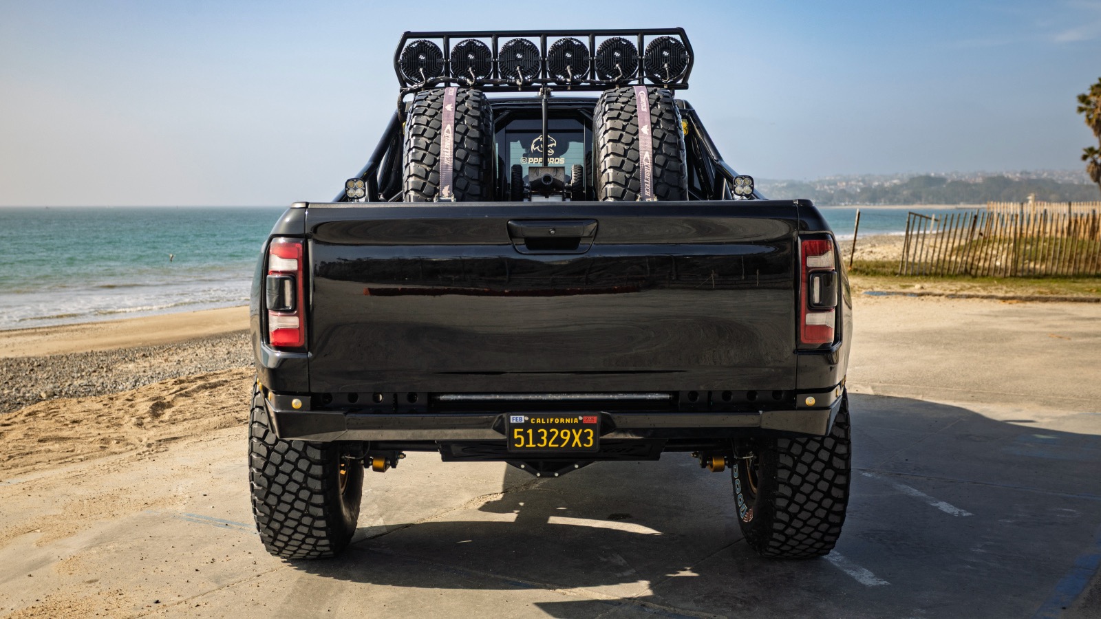 Rear view of Ram 1500 TRX from Fast X.