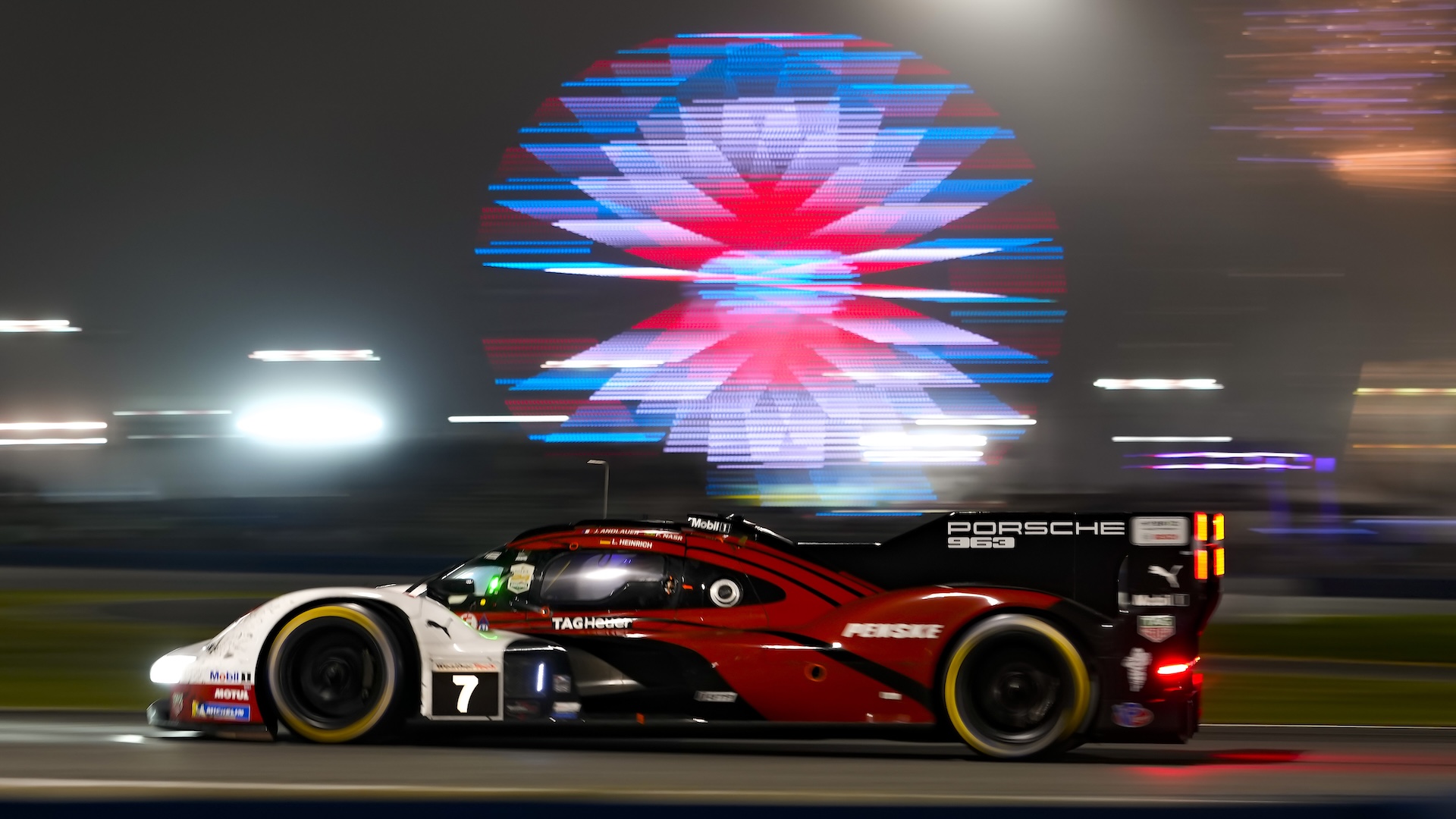 DAYTONA BEACH, FL - DAYTONA BEACH, FL - JANUARY 24 Felipe Nasr Julien Andlauer Laurin Heinrich, driver of the #7 Porsche 963 during the IMSA Rolex 24 Race on January 24th 2026, at Daytona Speedway in Daytona, FL. (Photo by Andrew Bershaw/Icon Sportswire via Getty Images)