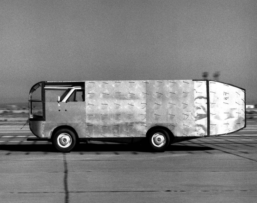 Ford van modified for aerodynamic testing by NASA.