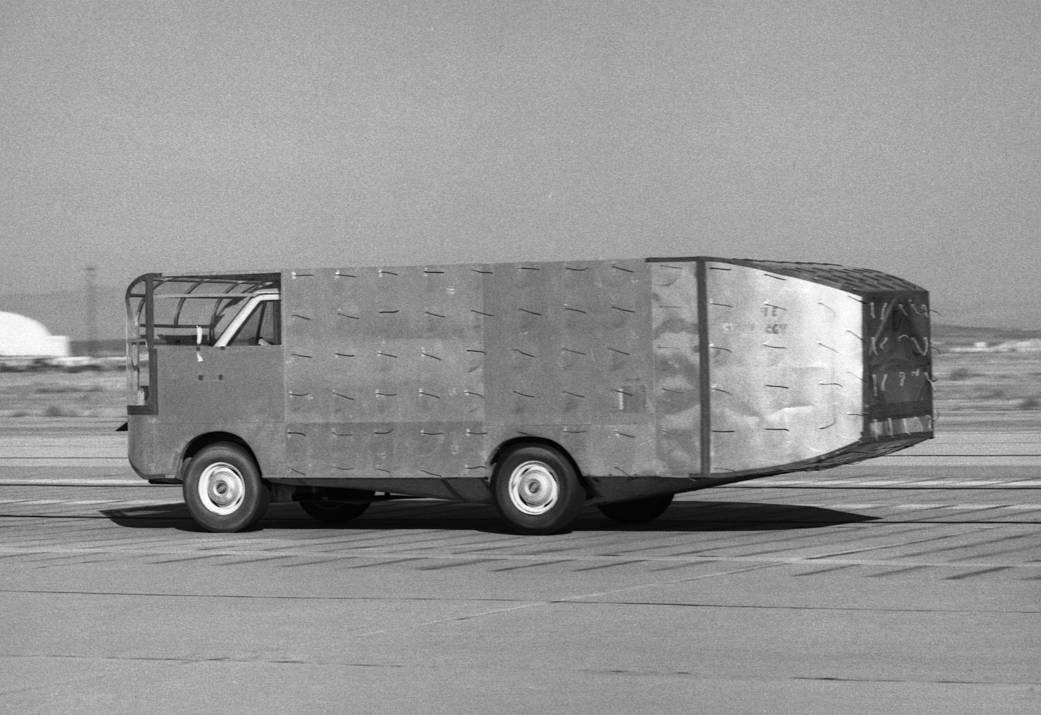 Ford van modified for aerodynamic testing by NASA.