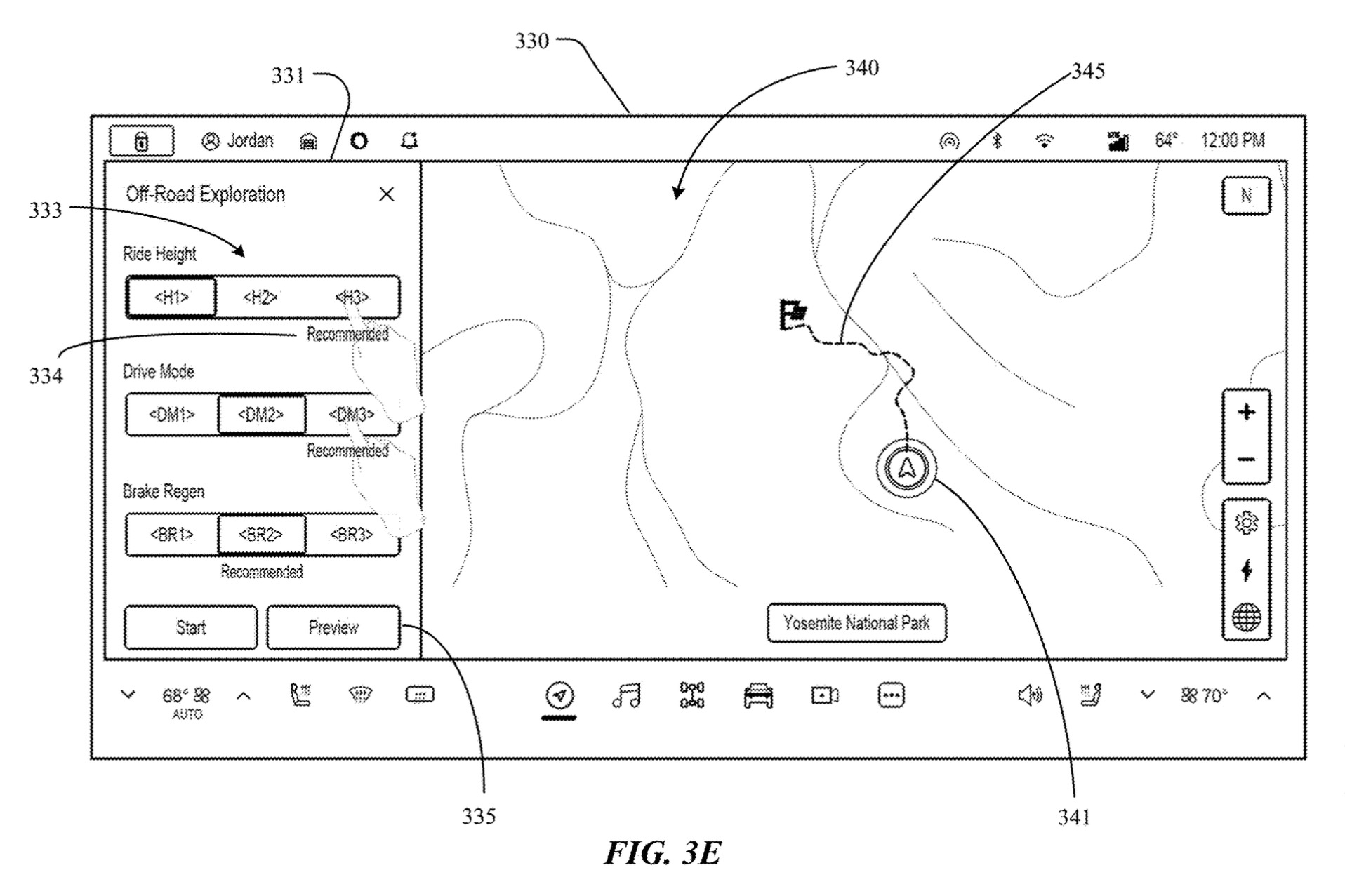 Patent image of Rivian off-road guide with drive modes.