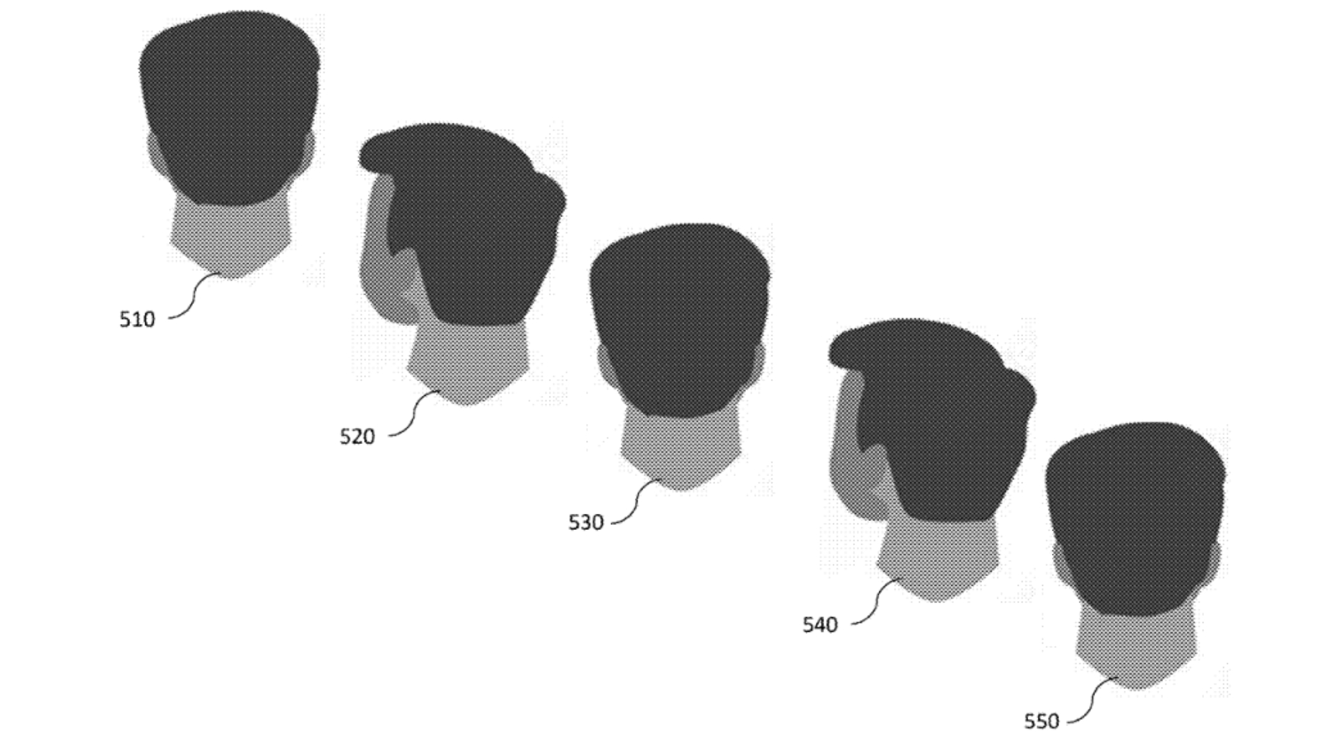 A sketch of a human head turning from GM's Eye Gaze lane-change patent application.