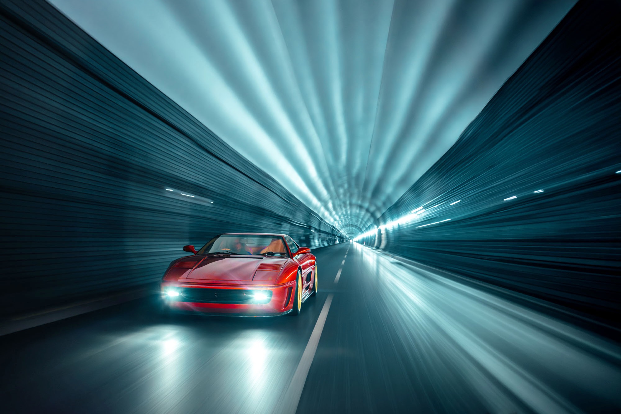 Ferrari 355 by Evoluto tunnel driving.