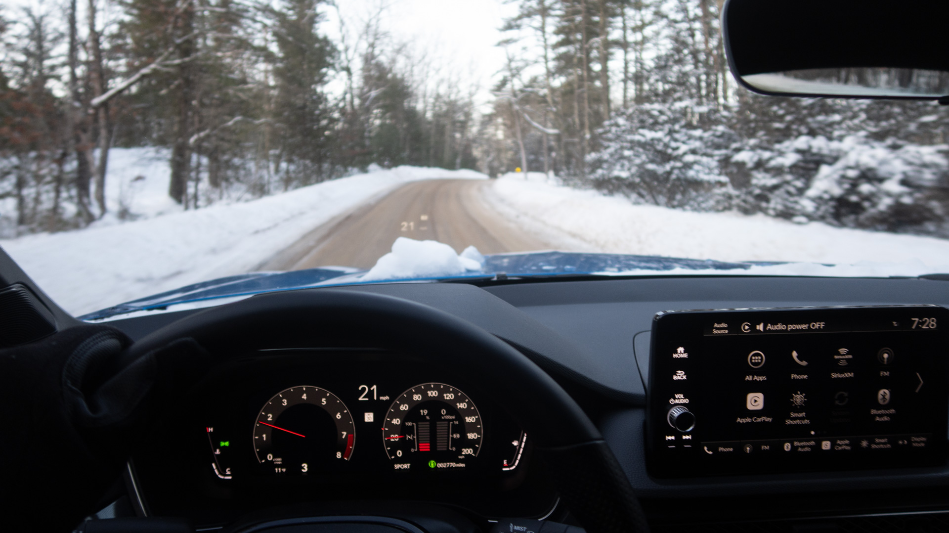 Acura Integra in snow.