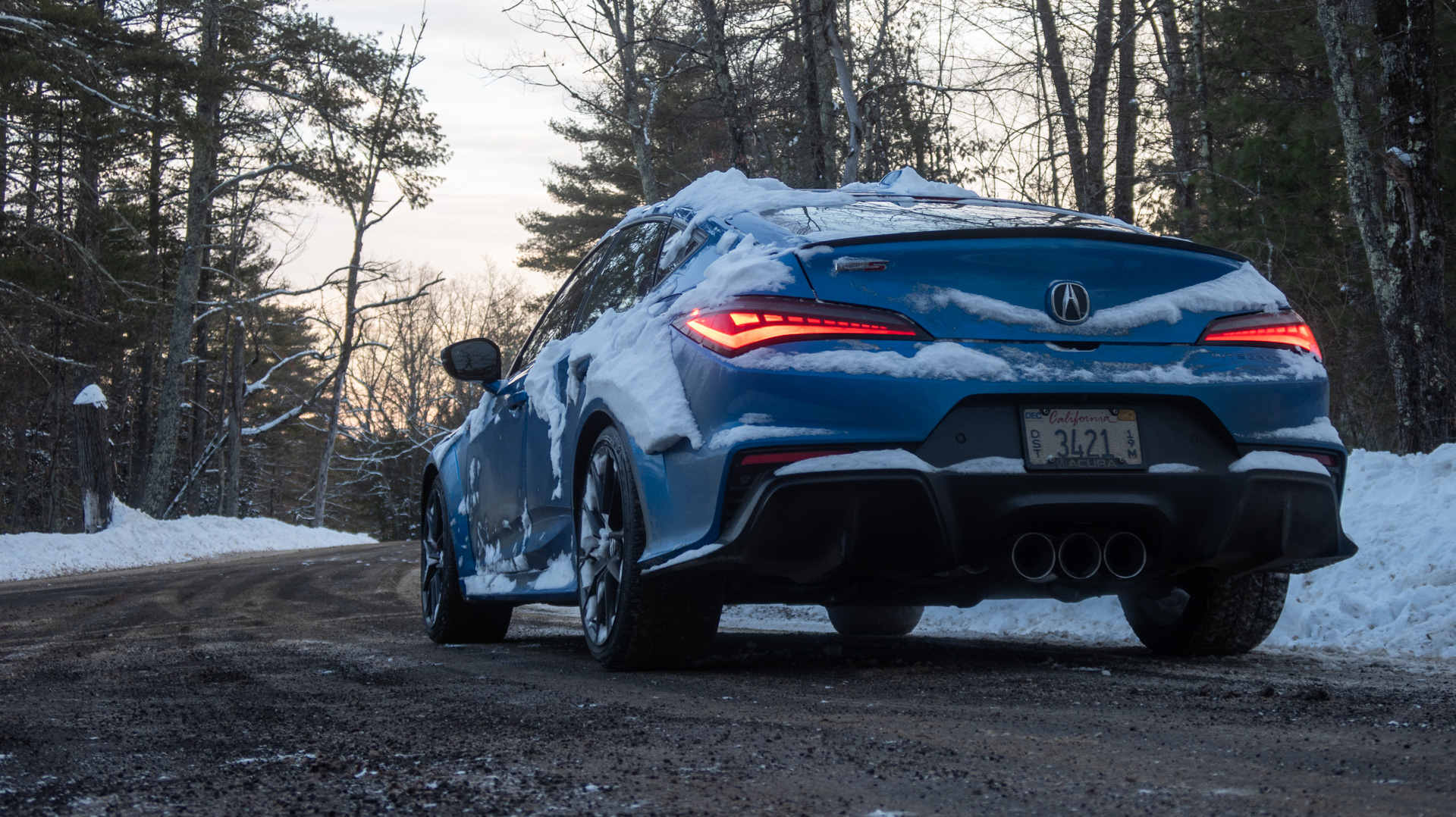 Acura Integra in snow.
