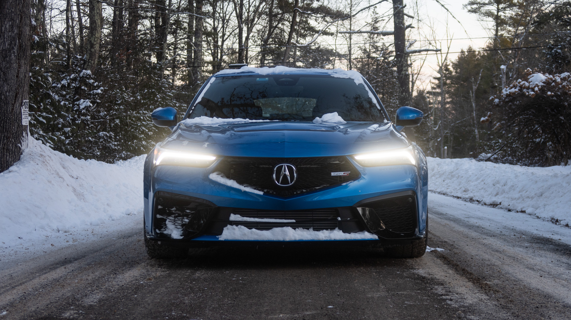 Acura Integra in snow.