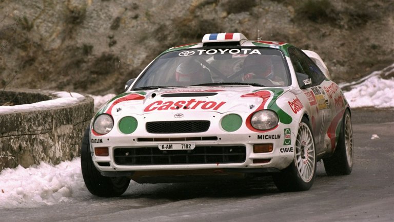 Didier Auriol and Bernard Occelli of France in action in their Toyota Celica during the Monte Carlo Rally in Monaco.