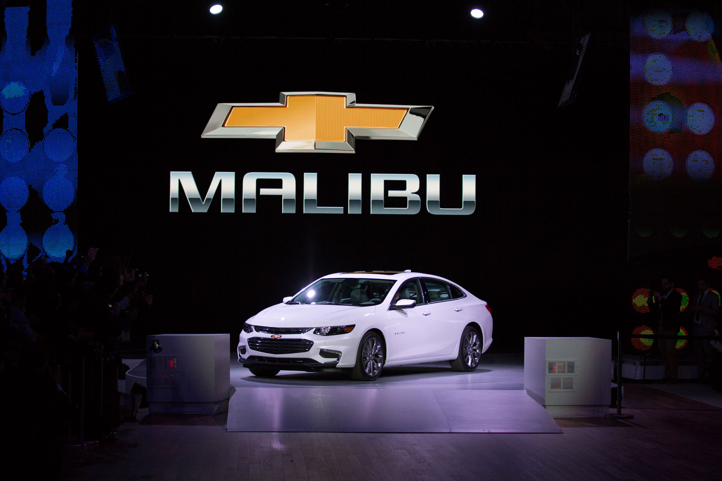 Chevrolet introduces its new Malibu at the New York International Auto Show on April 1, 2015.