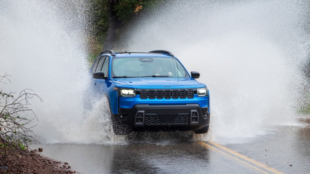 Jeep Cherokee running through water