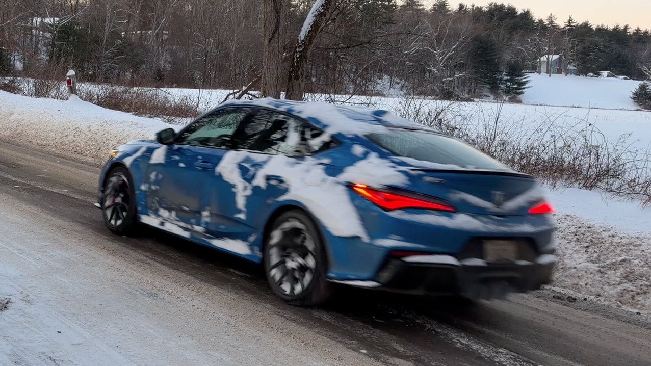 Acura Integra in snow.