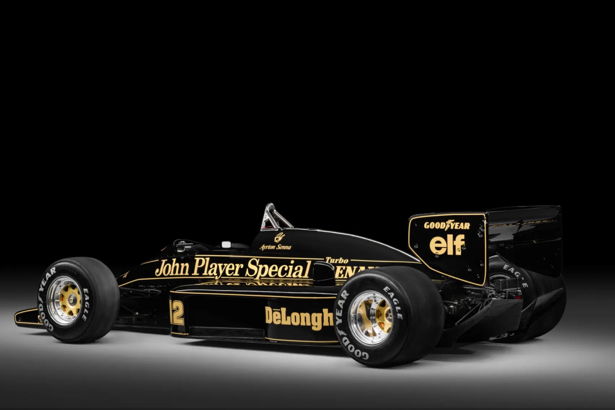 Ex-Senna 1986 Lotus 98T rear quarter view.