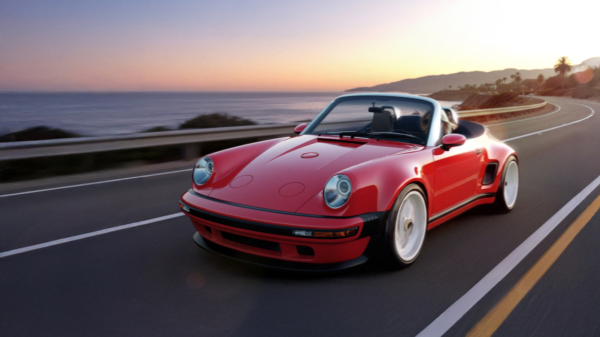 Porsche 911 Carrera Cabriolet Reimagined by Singer in red.
