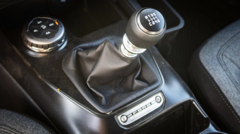 A 2026 Ford Bronco's manual gear selector