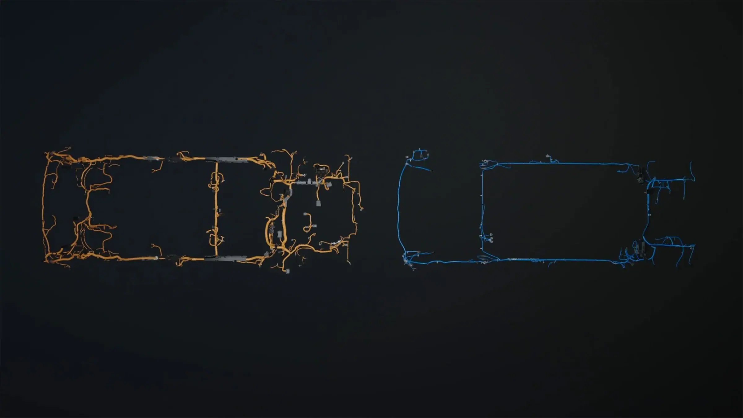 Ford's first-gen EV wiring harness vs. new midsize electric truck wiring harness