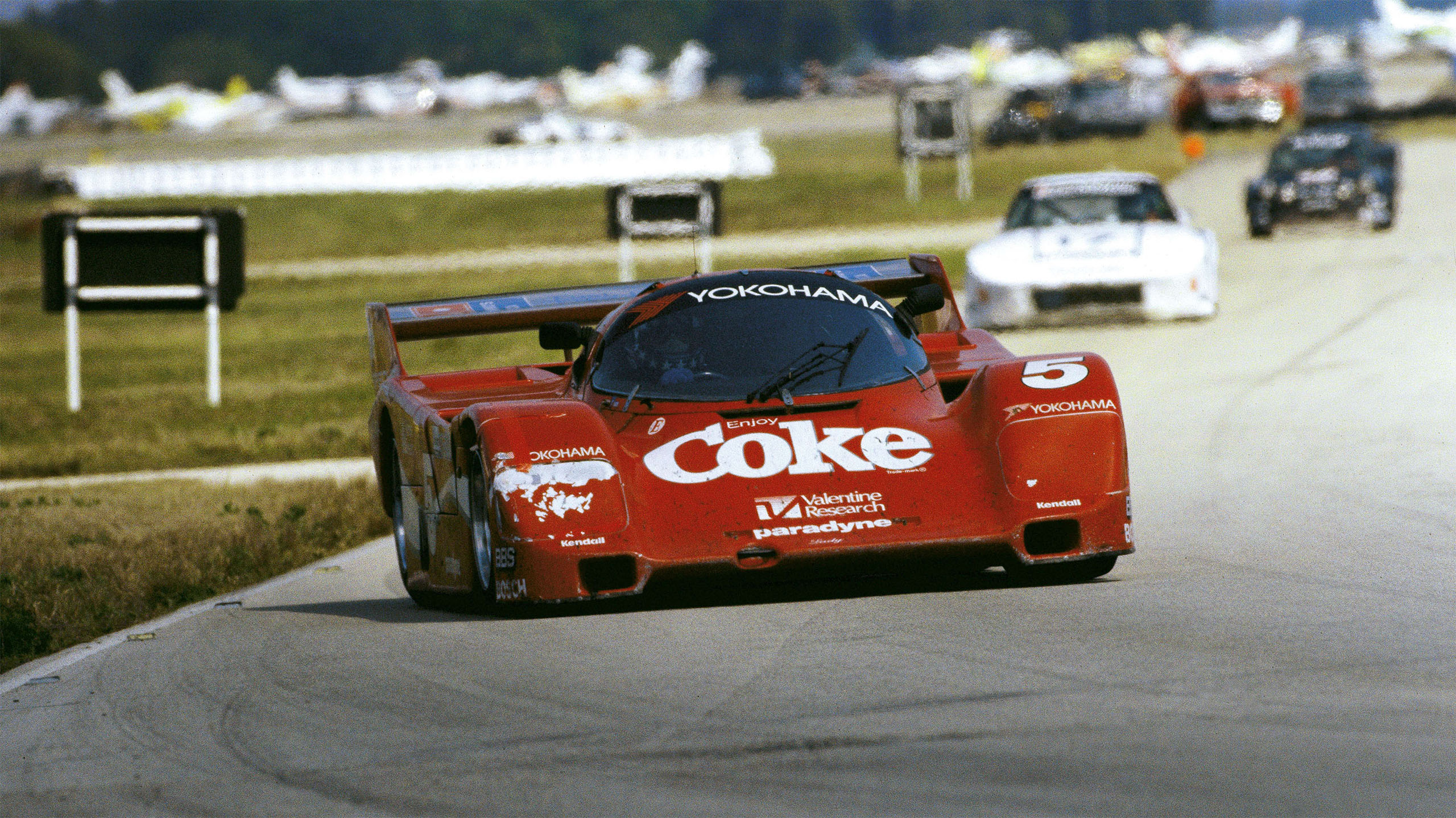 The Coke-liveried Porsche 962 of Hans-Joachim Stuck, Jo Gartner, and Bob Akin.
