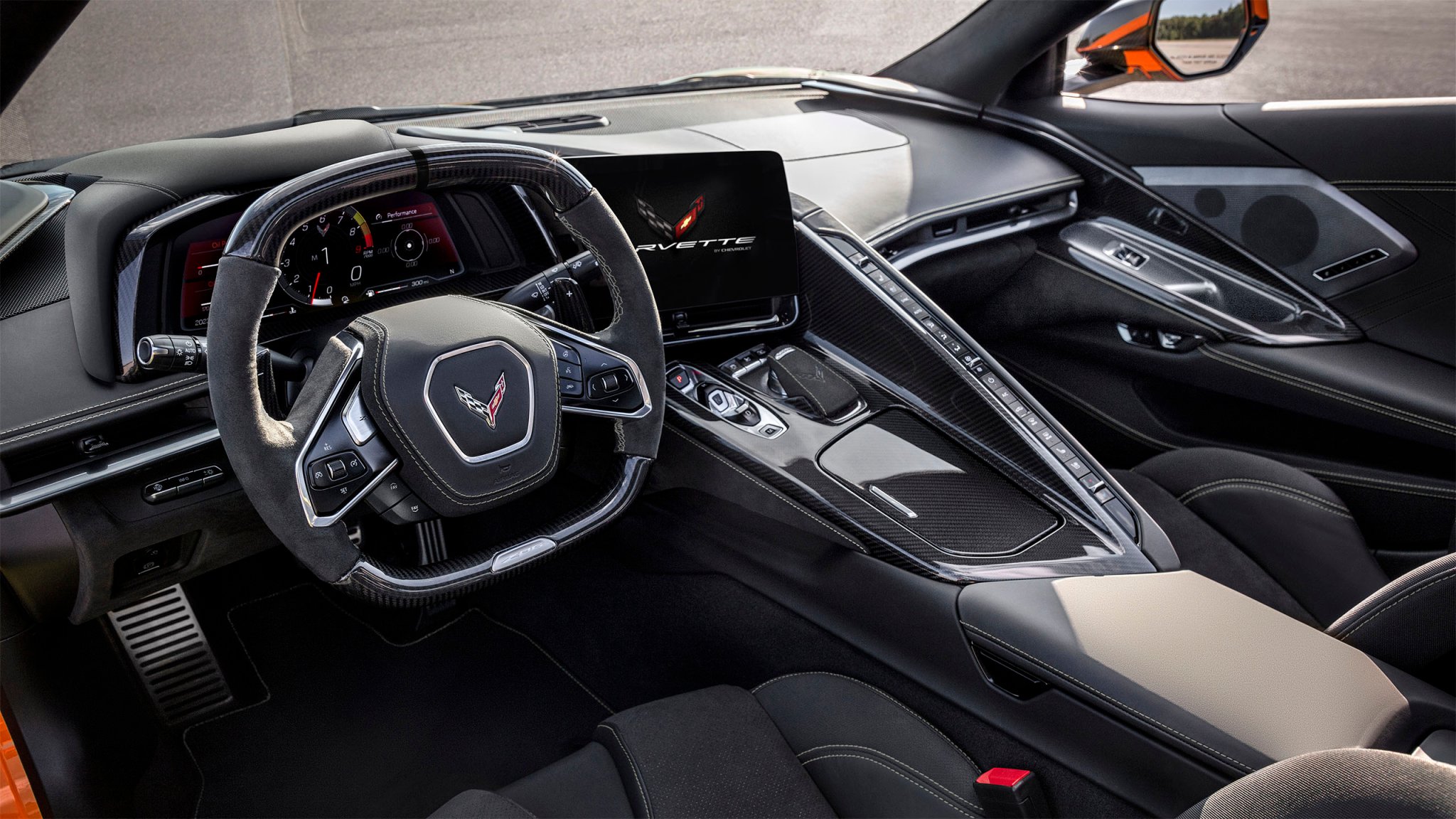 View of the dashboard in the 2024 Corvette Stingray.