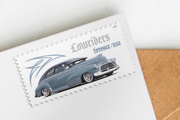 USPS Chevy Fleetline lowrider stamp.