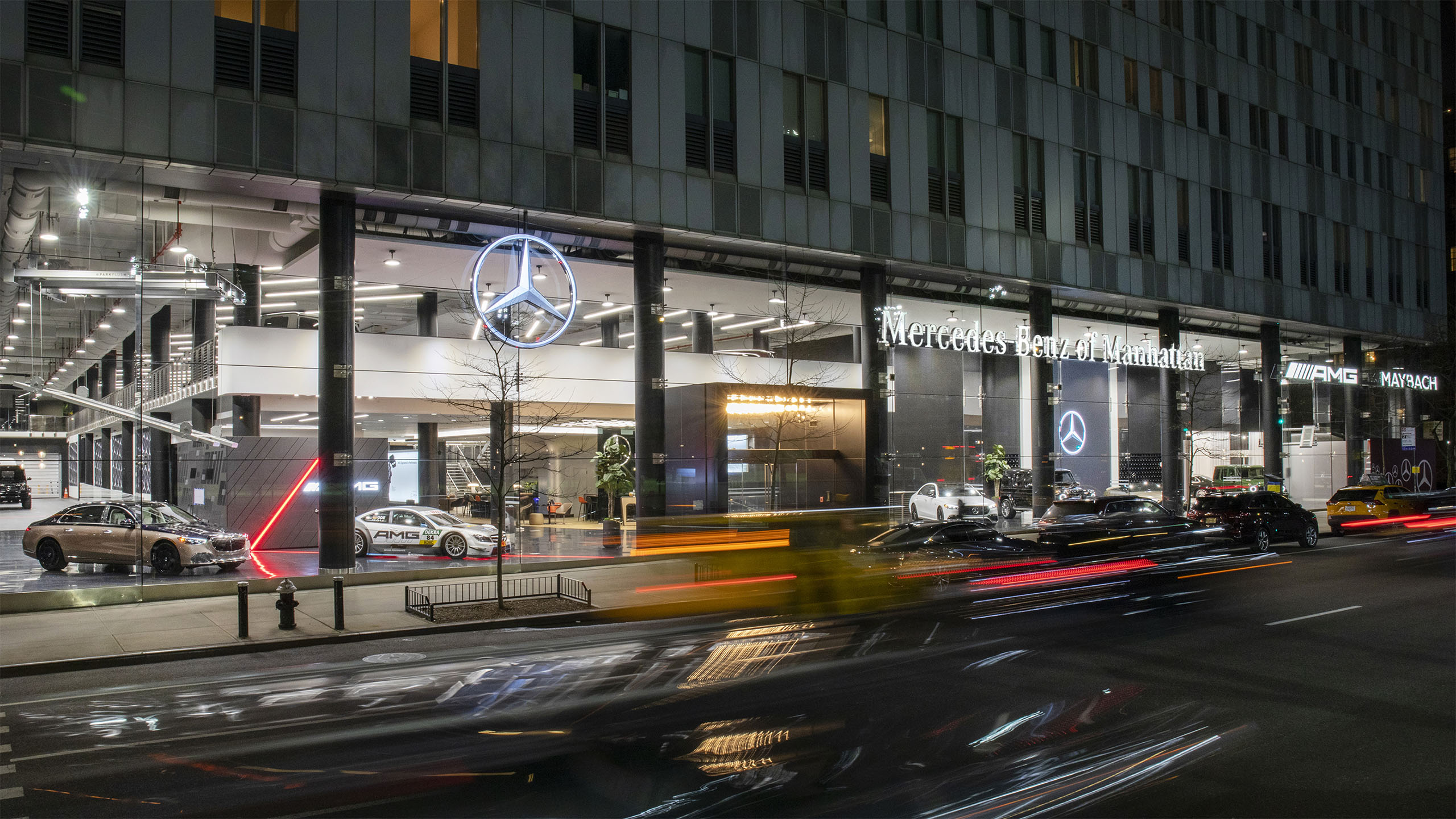 A Mercedes dealer storefront in New York City