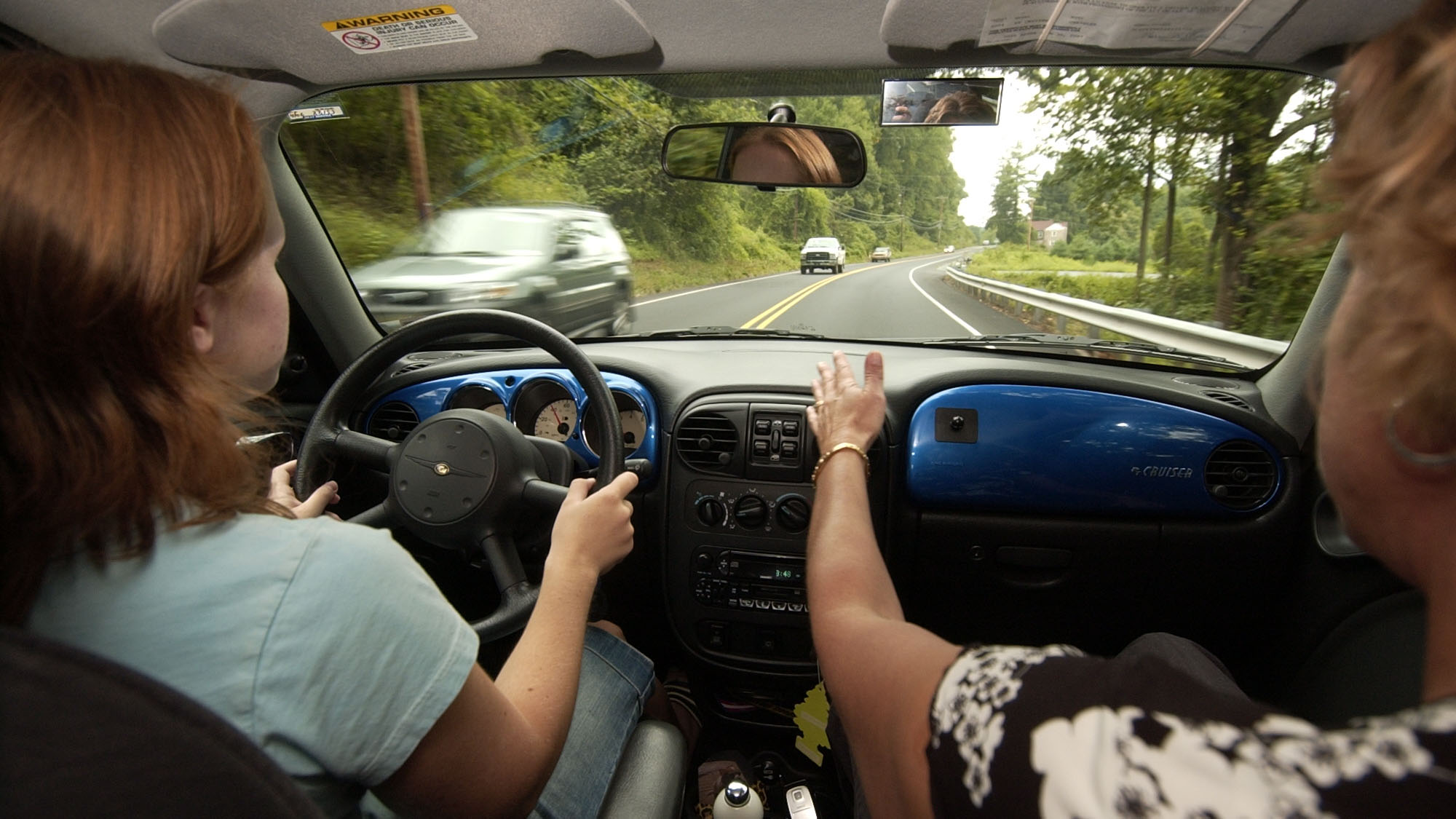 8/30/06 photo Ryan McFadden 200601968 Wilson's Driving School; left is Charlotte R Saint 18 of Morgantown learning proper driving skills from Kay M Kramer, a Wilson's driving instructor (Photo By Ryan McFadden/MediaNews Group/Reading Eagle via Getty Images)