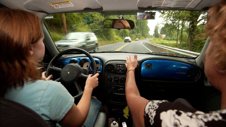 8/30/06 photo Ryan McFadden 200601968 Wilson's Driving School; left is Charlotte R Saint 18 of Morgantown learning proper driving skills from Kay M Kramer, a Wilson's driving instructor (Photo By Ryan McFadden/MediaNews Group/Reading Eagle via Getty Images)