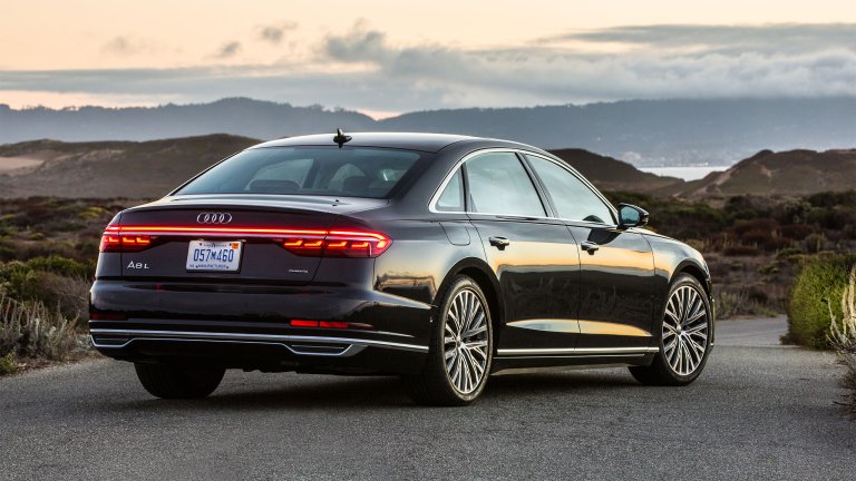 Audi A8 rear three-quarter view