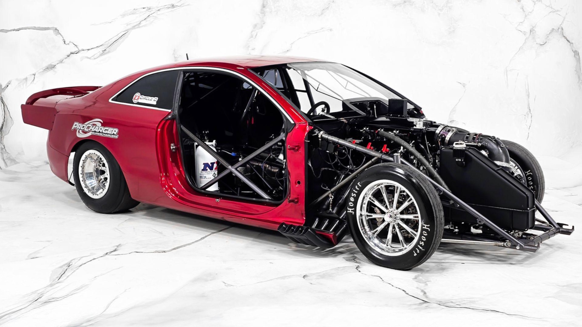 Daddy Dave Audi RS 5 front quarter view with doors and hood off.