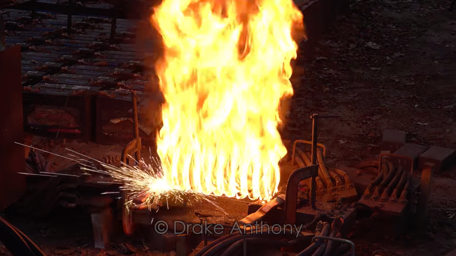 Suspension spring gets zapped by 400 car batteries.