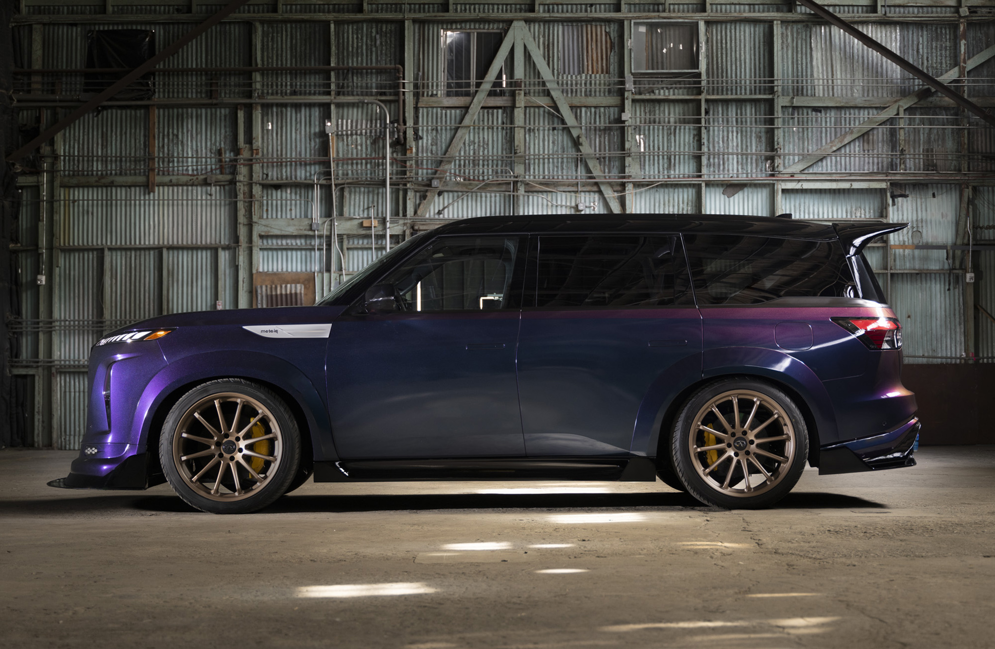 infiniti qx80 GT-R engine sema build in purple